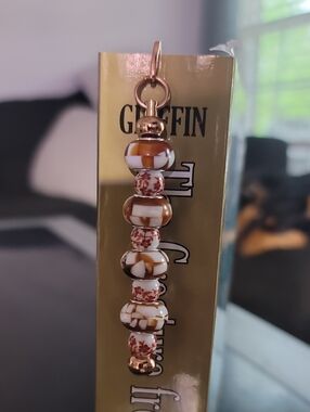 Brown & White Dangle Bookmark